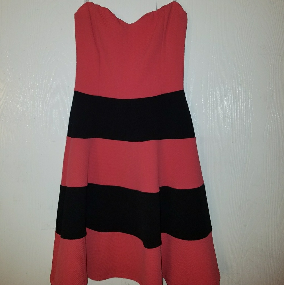 PINK & BLACK STRIPED DRESS